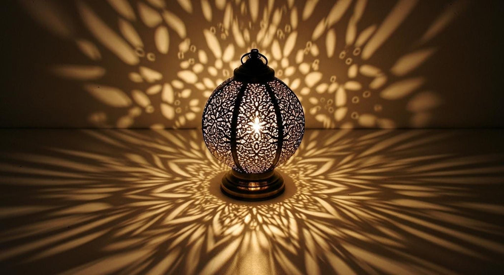 Handmade Moroccan Brass Table Lamp: Art Deco Mushroom Light
