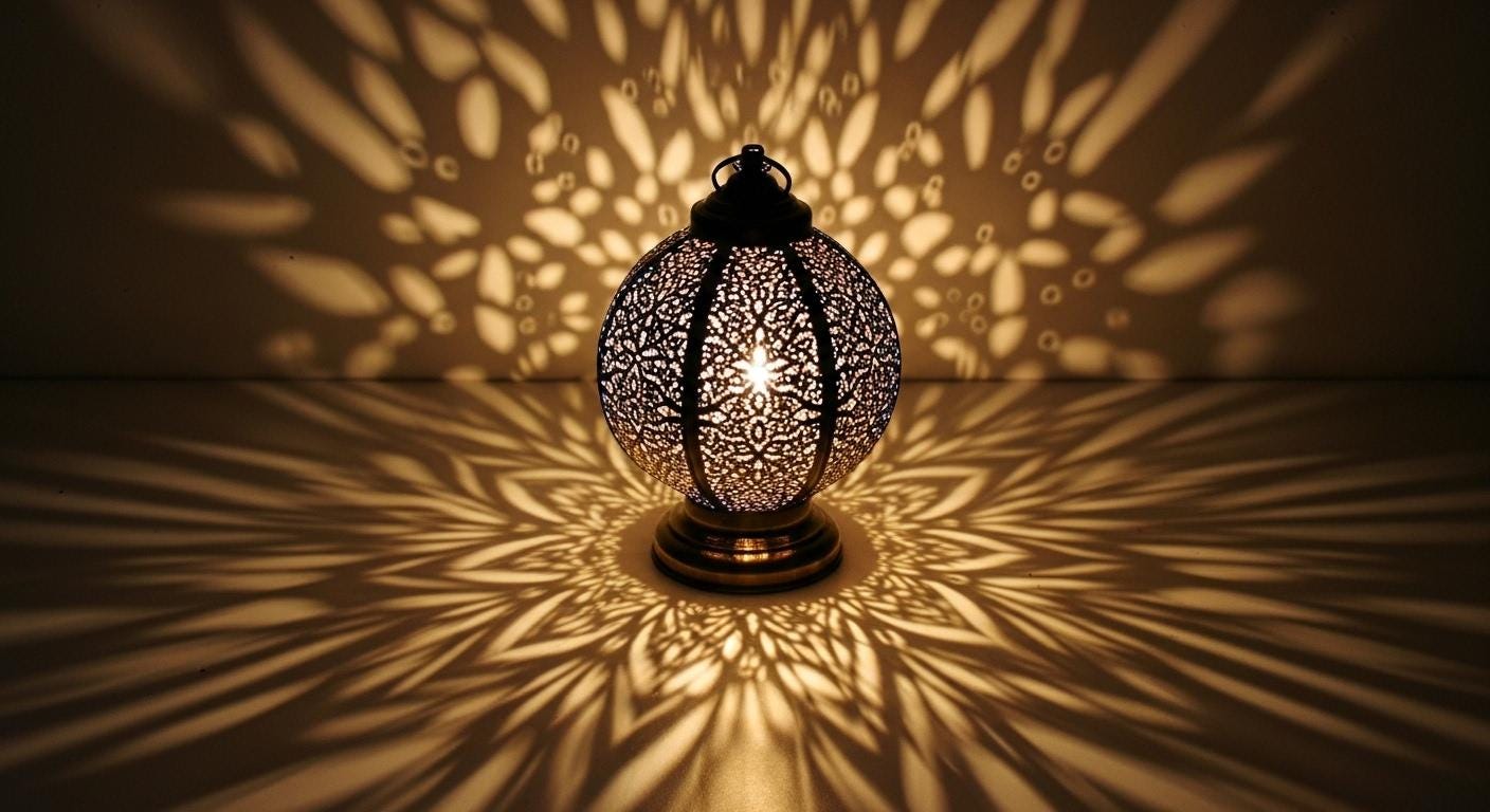 Handmade Moroccan Brass Table Lamp: Art Deco Mushroom Light