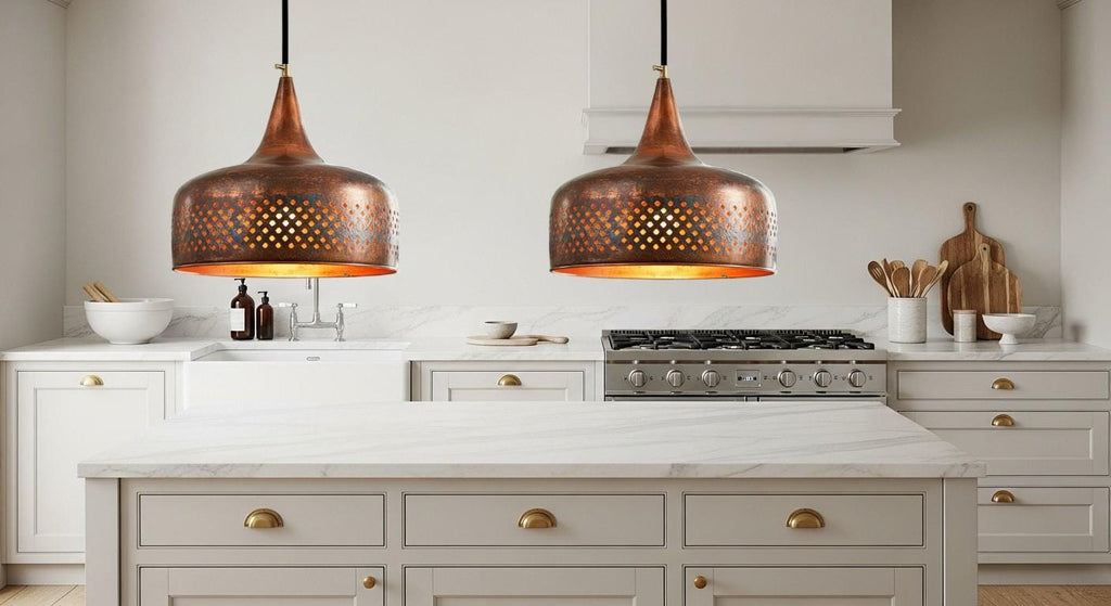 Farmhouse Hanging Ceiling Lamp, Handcrafted Copper Dome Lamp, Kitchen Island Lighting,Dome Pendant LAmp, Oxidized Copper Hanging Lamp
