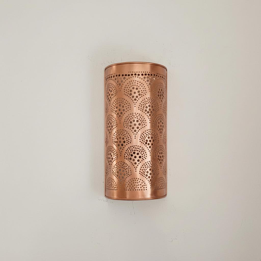 Handmade Moroccan copper Wall Sconce: Boho Home Lighting