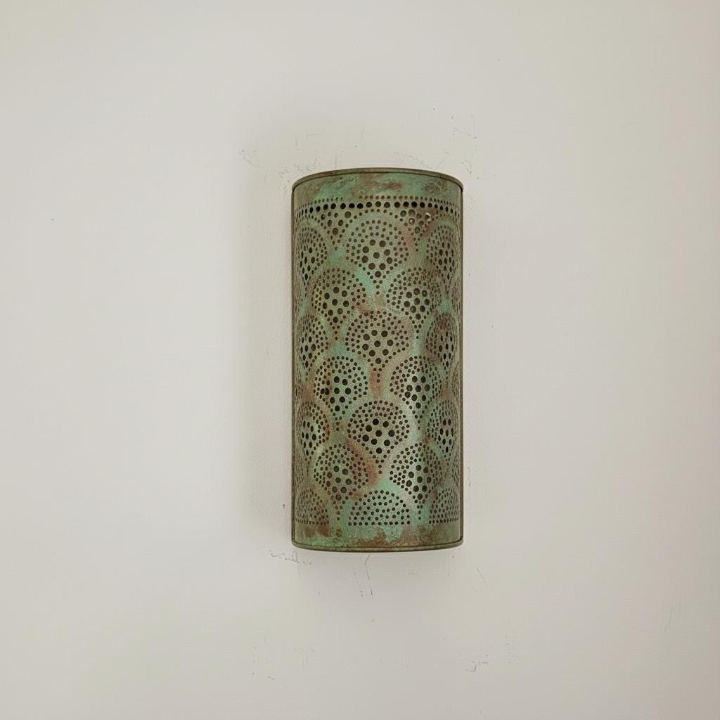 Moroccan Wall Green Patina Light, Moroccan Green Lamp,Copper Sconce Light Brass, Wall Lights in Home Decor,Art Decor Light Wall Sconce