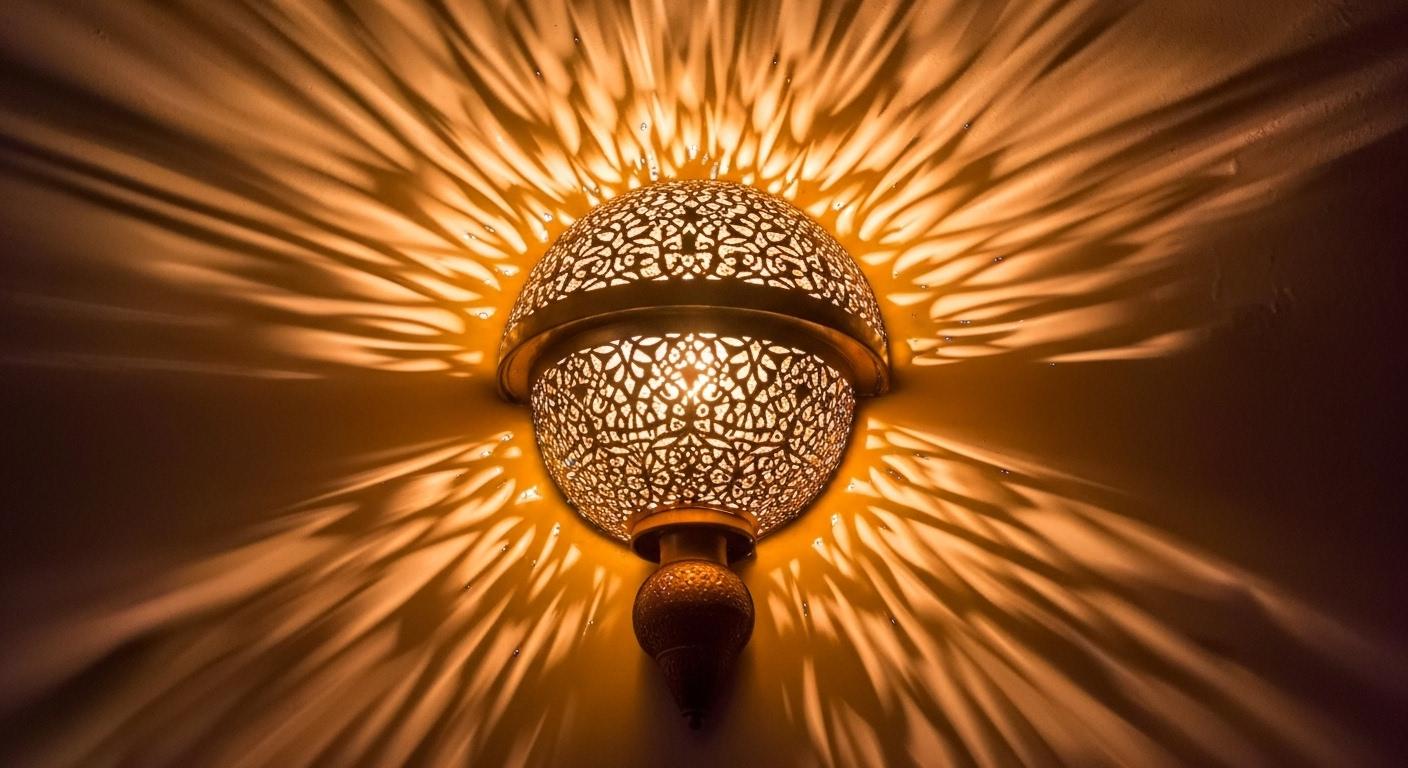 Handmade Moroccan Brass Wall Sconce , Handcrafted Wall Light Morocco lighting , brass wall lamp , Antique Morocco brass wall Light
