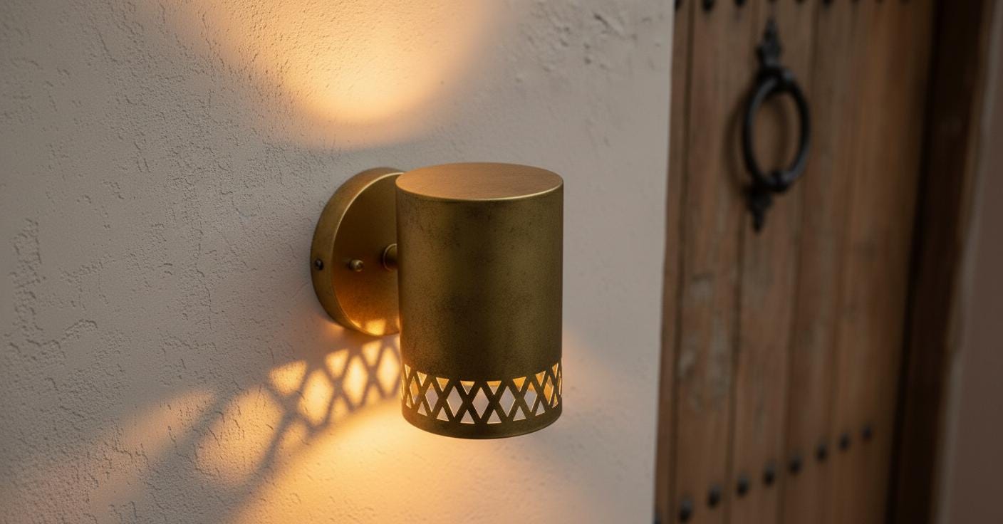 Handmade Hammered Wall Brass Light , Handcrafted Wall Sconce ,Copper Wall Sconce ,  Rustic Outdoor Cylinder Light , Handmade Wall Light ,