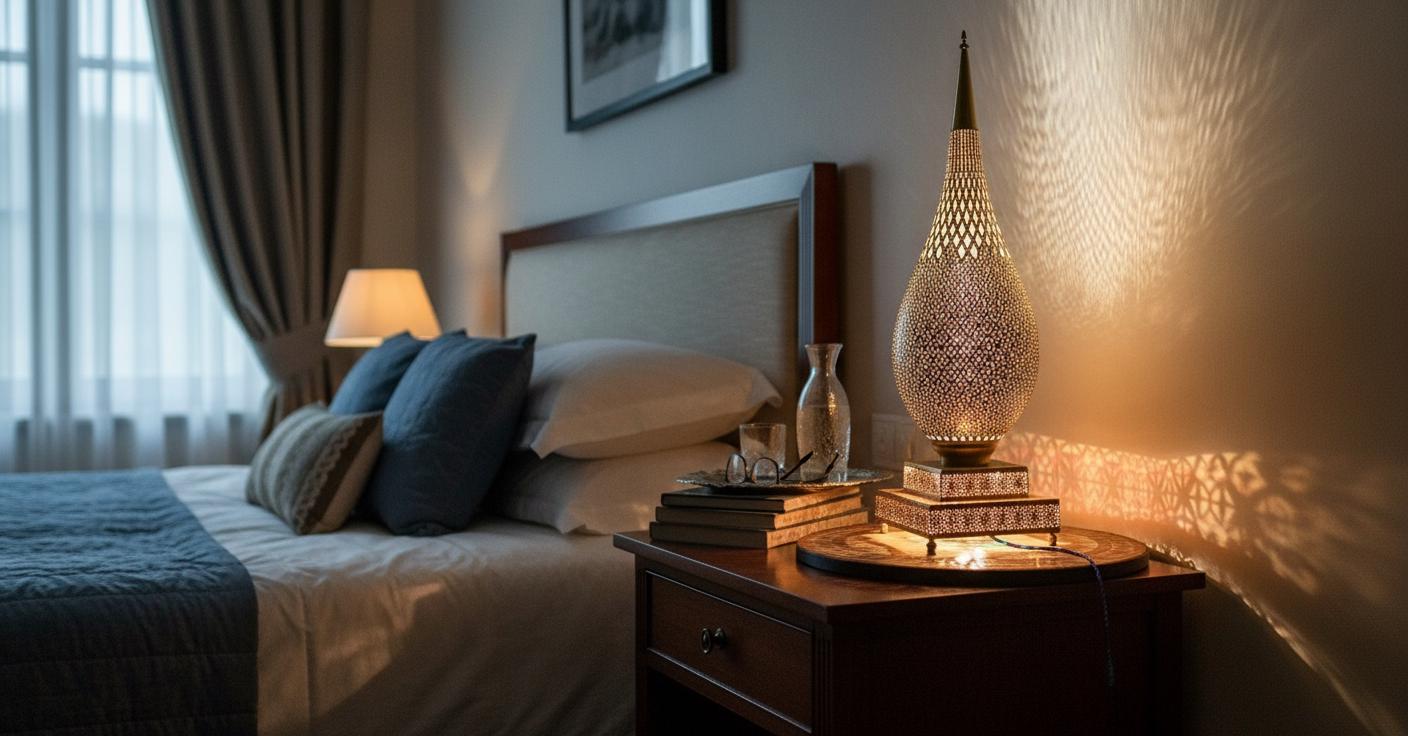 Handmade Moroccan Brass Floor Lamp   Moroccan Art Lamp – Tall Teardrop Floor Light – Handcrafted Shadow Lamp for Home Decor