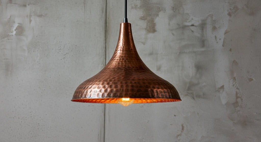 Handcrafted Copper Dome Pendant Light: Moroccan Boho Farmhouse Lamp