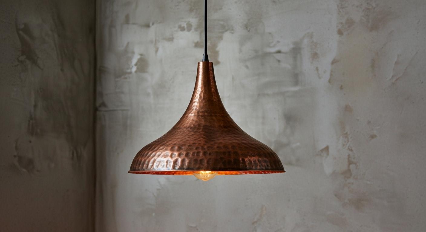 Handcrafted Copper Dome Pendant Light: Moroccan Boho Farmhouse Lamp