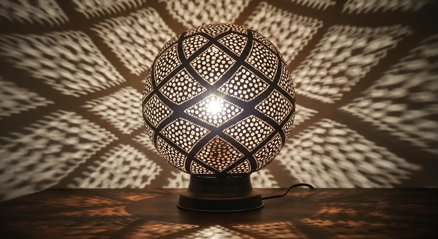 Handmade Moroccan Brass Table Lamp - Moroccan Table Lamp Silver - Brass Lamp - Floor lamp night light brass decoration lighting Lampshade