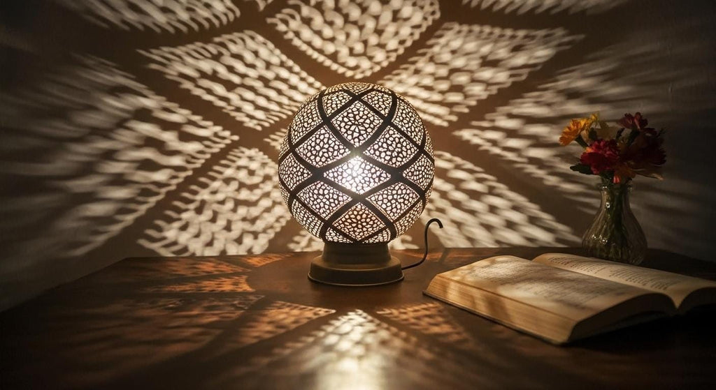 Handmade Moroccan Brass Table Lamp - Moroccan Table Lamp Silver - Brass Lamp - Floor lamp night light brass decoration lighting Lampshade