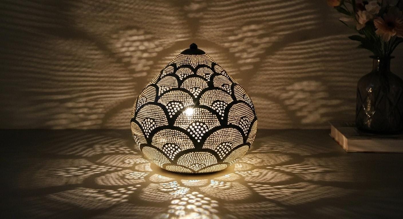 Handmade Moroccan Brass Table Lamp - Moroccan Table Lamp Silver - Brass Lamp - Floor lamp night light brass decoration lighting Lampshade