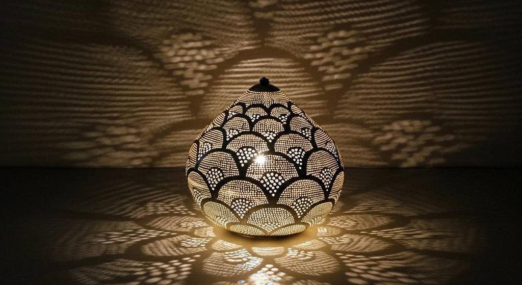 Handmade Moroccan Brass Table Lamp - Moroccan Table Lamp Silver - Brass Lamp - Floor lamp night light brass decoration lighting Lampshade