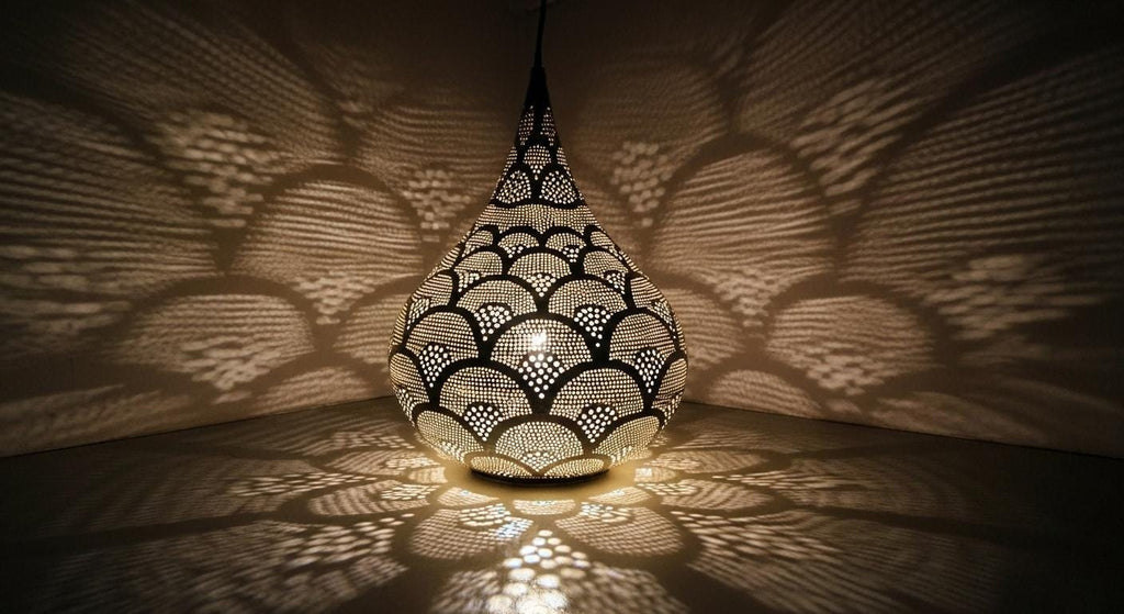 Handcrafted Moroccan Brass Table Lamp - Moroccan Table Lamp Silver - Brass Lamp - Rustic Brass Table lamp - Moroccan Night Light