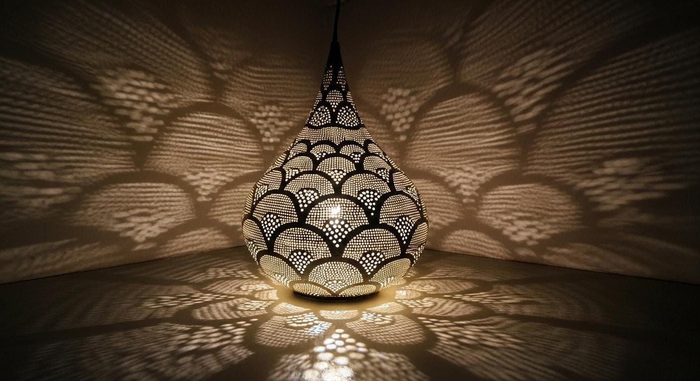 Handcrafted Moroccan Brass Table Lamp - Moroccan Table Lamp Silver - Brass Lamp - Rustic Brass Table lamp - Moroccan Night Light