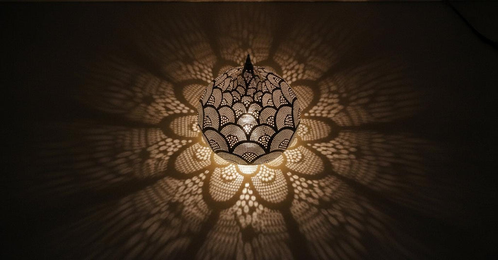 Handcrafted Moroccan Brass Table Lamp - Moroccan Table Lamp Silver - Brass Lamp - Rustic Brass Table lamp - Moroccan Night Light