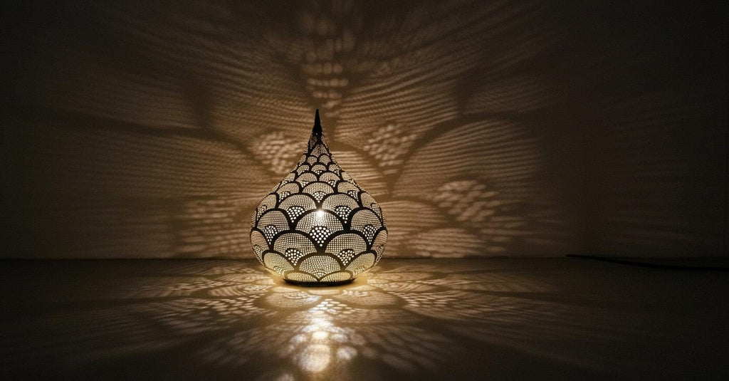 Handcrafted Moroccan Brass Table Lamp - Moroccan Table Lamp Silver - Brass Lamp - Rustic Brass Table lamp - Moroccan Night Light