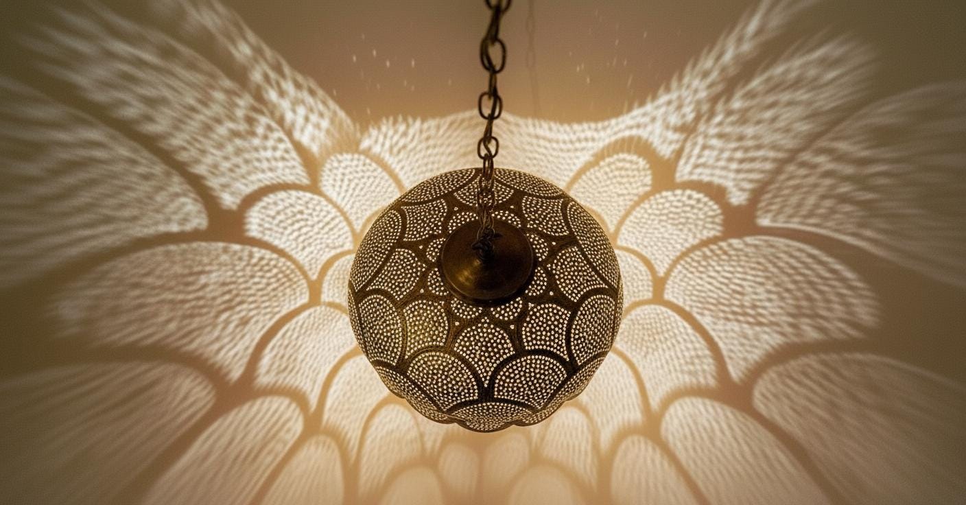 Handcrafted Moroccan Brass Pendant Light - Hanging Lamp