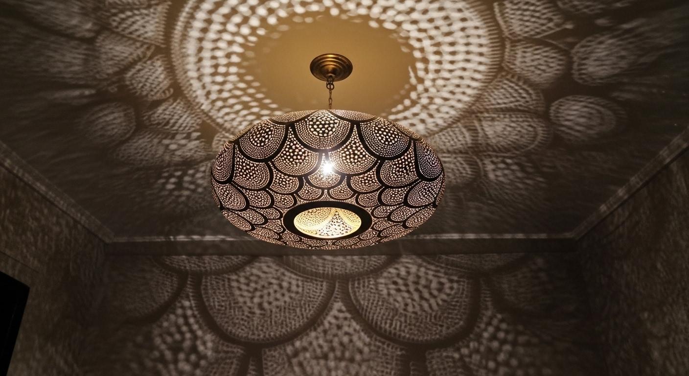 Moroccan Brass Pendant Light , Handmade Hanging Lamp , handmade chandelier,Moroccan Light Fixture , Pendant Lighting ,Moroccan Light