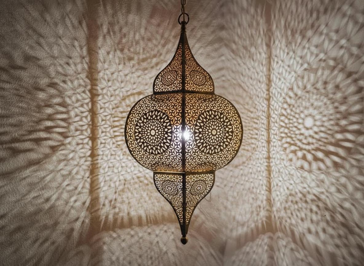 Handcrafted Moroccan brass pendant light , Handmade Hanging Lamp , Pendant Brass Light , Pendant Lighting ,Moroccan Light Fixtures
