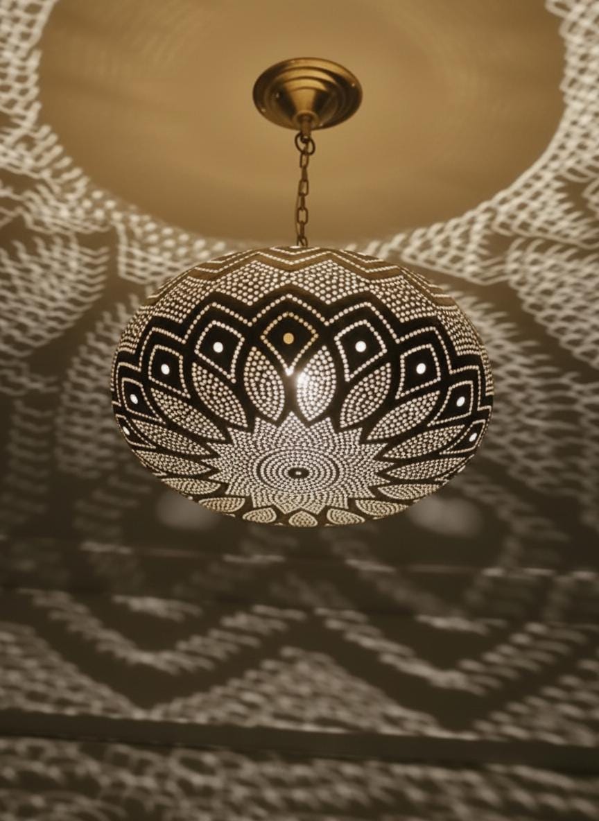 Moroccan Brass Pendant Light , Handmade Hanging Lamp , handmade chandelier,Moroccan Light Fixture , Pendant Lighting ,Moroccan Light