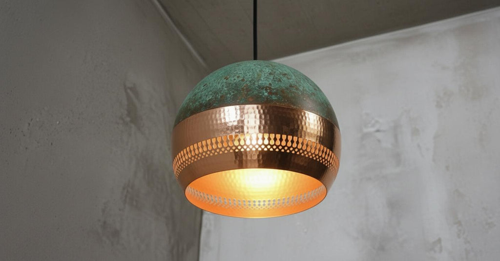 Green Patina Copper Dome Pendant Light ,Copper Hanging Light ,Dome Lampshades,Farmhouse light,Kitchen Island Light,Rustic Farmhouse Lighting