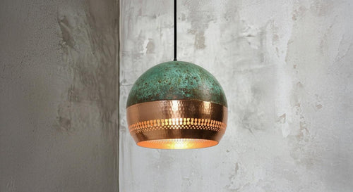 Green Patina Copper Dome Pendant Light ,Copper Hanging Light ,Dome Lampshades,Farmhouse light,Kitchen Island Light,Rustic Farmhouse Lighting