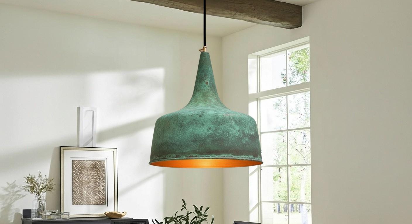 Handcrafted Copper Dome Pendant Light , Oxidized Copper Dome Pendant Light, Moroccan Rustic Chandelier , Rustic Green Patina Rustic Farmhouse Ceiling Fixture, Polished Copper Lamp