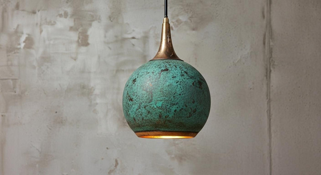 Oxidized Copper Pendant Lamp ,Dome Pendant Light,Green Patina Farmhouse Ceiling Fixture,Handmade Copper Pendant Light,Industrial Lighting