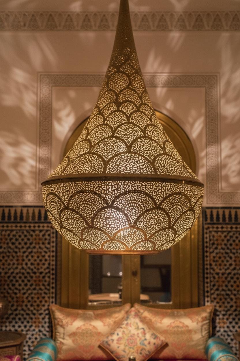 Handmade Moroccan Brass Pendant Light: Arabian Home Decor