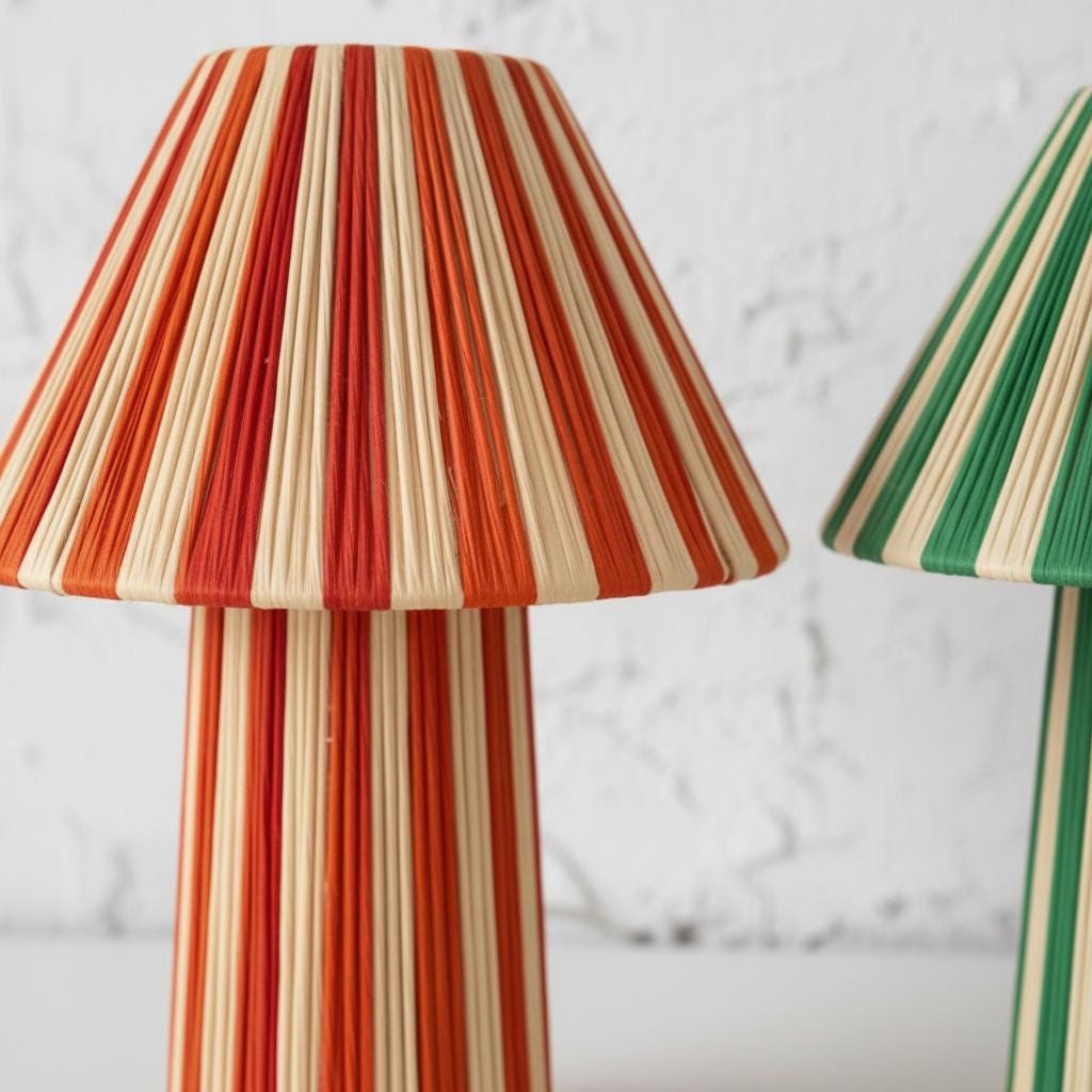 Handwoven Moroccan Raffia Table Lamp - Natural Woven Lighting  - lamp raffia Natural raffia lamp, raffia lampshade,