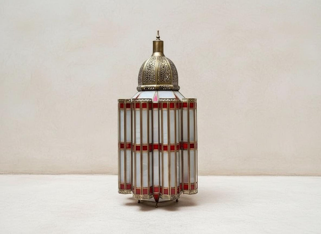 Handmade Moroccan Glass Floor Lamp – Glass Pendant Light – Elegant Tall Light for Living Room or Bedroom Decor Handmade Moroccan Design