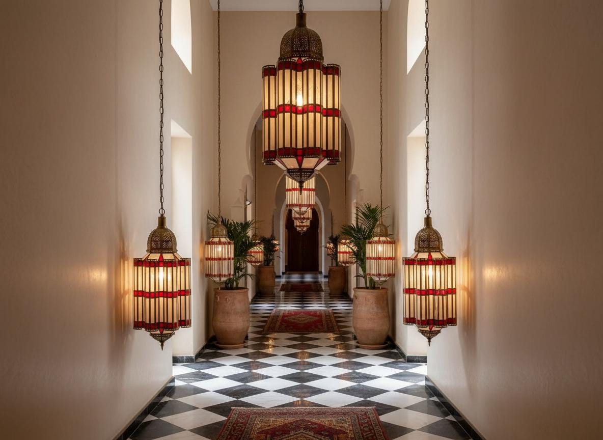 Handmade Moroccan Glass Pendant Light: Copper Brass Ceiling Lamp