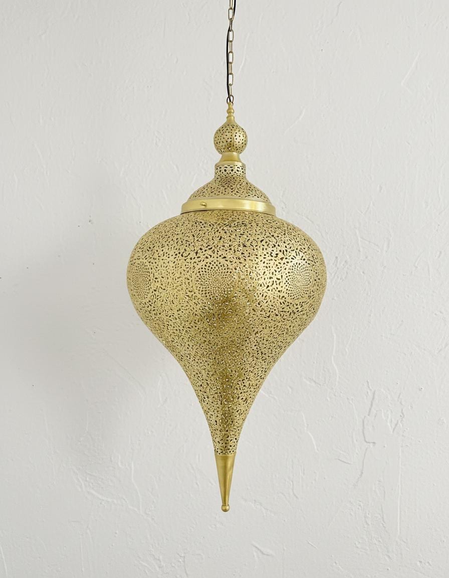 Handmade Moroccan Brass Pendant Light – Boho Hanging Lamp – Unique Ceiling Light for Living Room & Dining Room Decor –Boho Moroccan Lighting