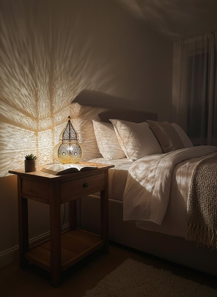 Handmade Moroccan Brass Table Lamp: Art Deco Night Light