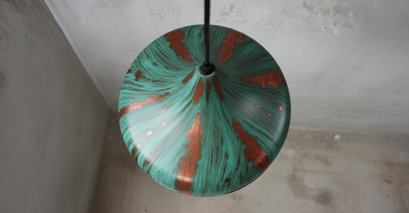 Oxidized pendant Copper Patina Light , Green Patina Dome Lamp , Hanging Pendant Lighting, Kitchen Island Lighting ,Ceiling Light Fixture
