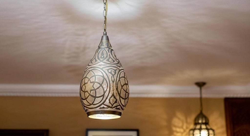 Handmade Moroccan Brass Pendant Light: Dome Ceiling Lamp