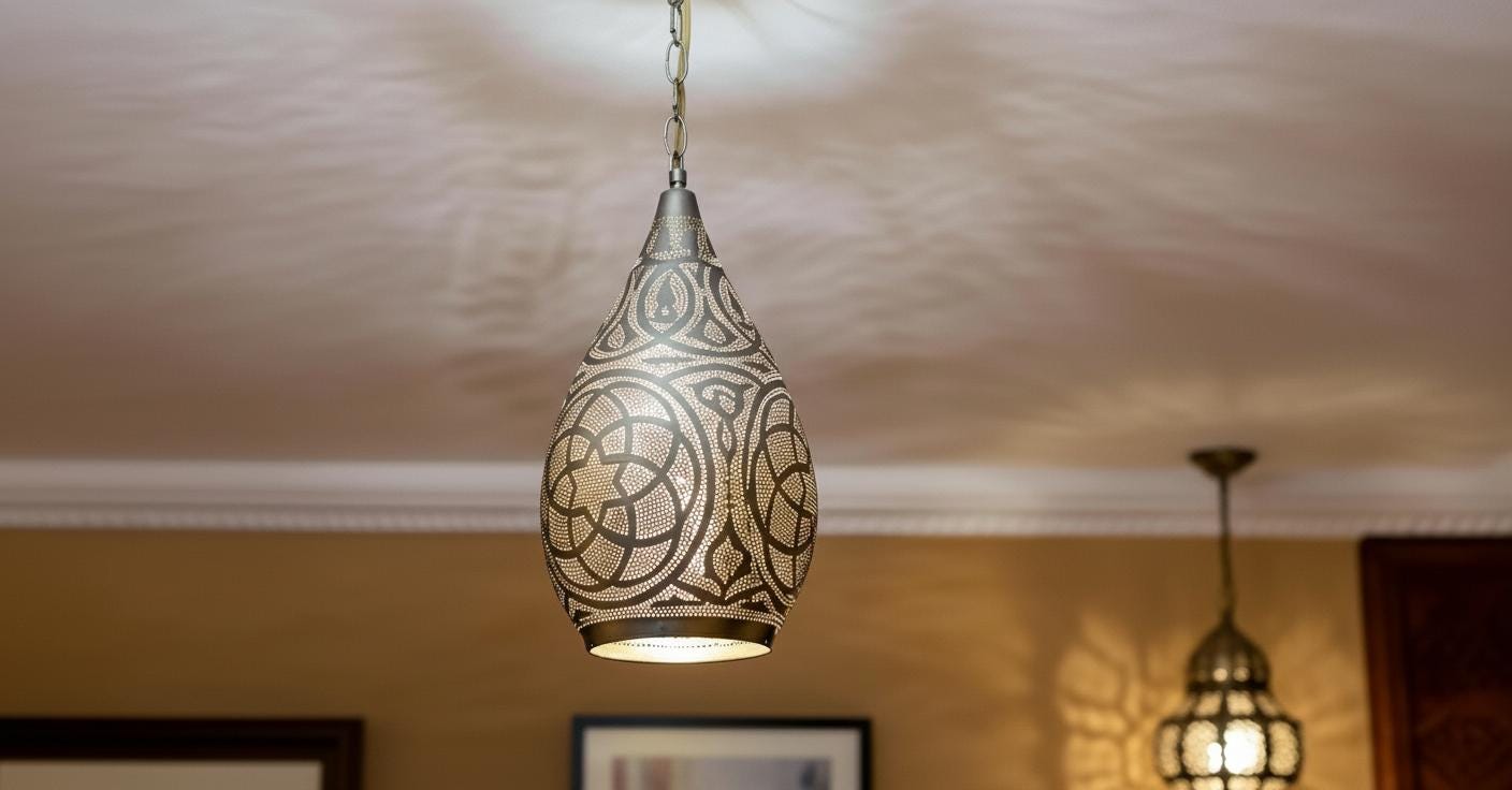 Handmade Moroccan Brass Pendant Light– Dome Hanging Ceiling Light Handmade by Artisans –  Moroccan handmade design –pendant lamps