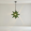 Handmade Green Moroccan Star Lantern ,Geometric Pendant Light Fixture,Artisan Moroccan Hanging Lamp for Home & Decor,Bronze Brass Chandelier