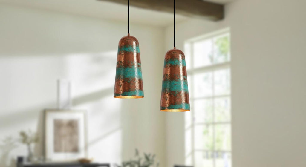 Set of Three Handmade Copper Pendant Light, Aged Industrial Lighting Fixture,Handmade Dome Ceiling Lamp for Rustic Farmhouse Kitchen Island