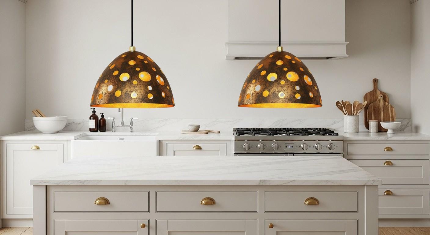 Antique Bronze Pendant Dome Light,Copper Dome Pendant Light, Kitchen Island Lighting,Farmhouse Ceiling Lamp Fixture,Moroccan Artisan Fixture