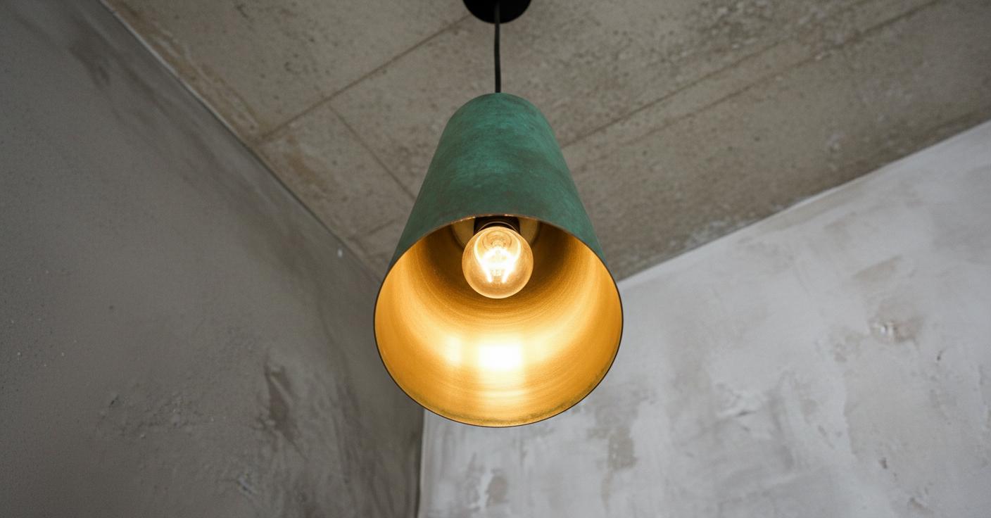 Handmade Green Patina Copper Pendant Light - Rustic Farmhouse Dome Lamp - Verdigris Patina Kitchen Island Lighting -Copper Hanging Lamp