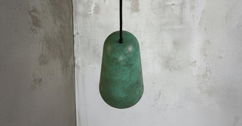 Handmade Green Patina Copper Pendant Light - Rustic Farmhouse Dome Lamp - Verdigris Patina Kitchen Island Lighting -Copper Hanging Lamp
