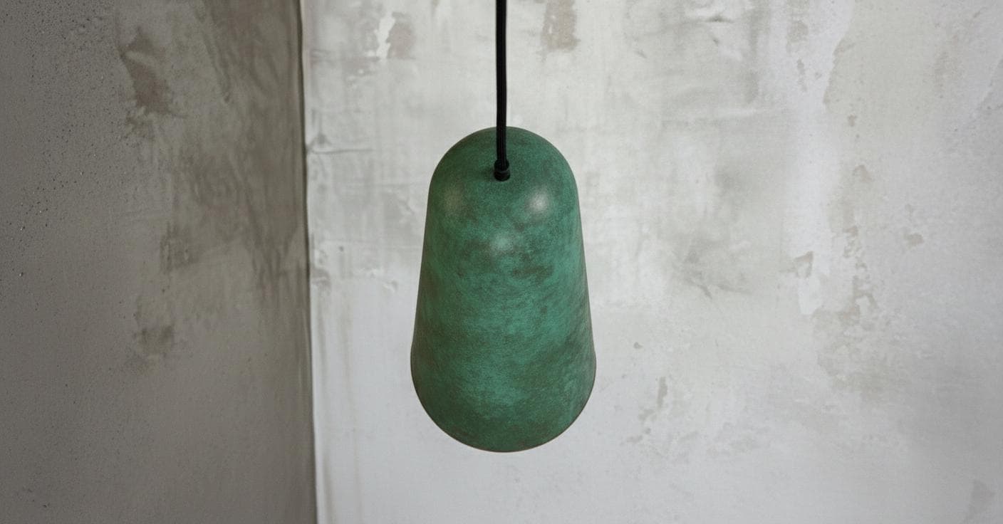 Handmade Green Patina Copper Pendant Light - Rustic Farmhouse Dome Lamp - Verdigris Patina Kitchen Island Lighting -Copper Hanging Lamp