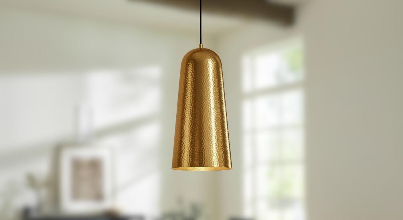 Set of 2 Handmade Hammered Copper and Brass Pendant Lights | Modern Boho Ceiling Lighting for Kitchen Island or Dining Room Decor