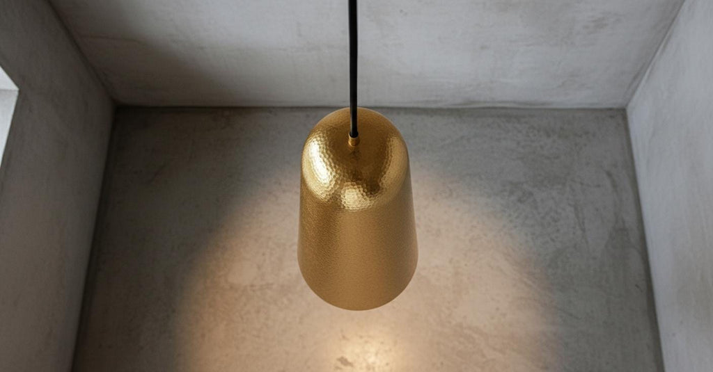 Set of 2 Handmade Hammered Copper and Brass Pendant Lights | Modern Boho Ceiling Lighting for Kitchen Island or Dining Room Decor
