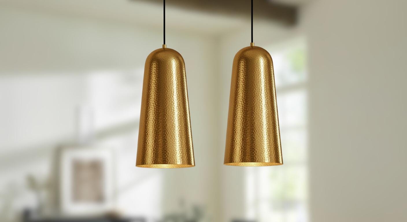 Modern Hammered Brass and Copper Pendant Lamps | Handcrafted Ceiling Lights for Living |Room Dining Area or Kitchen Decor |Rustic Farmhouse