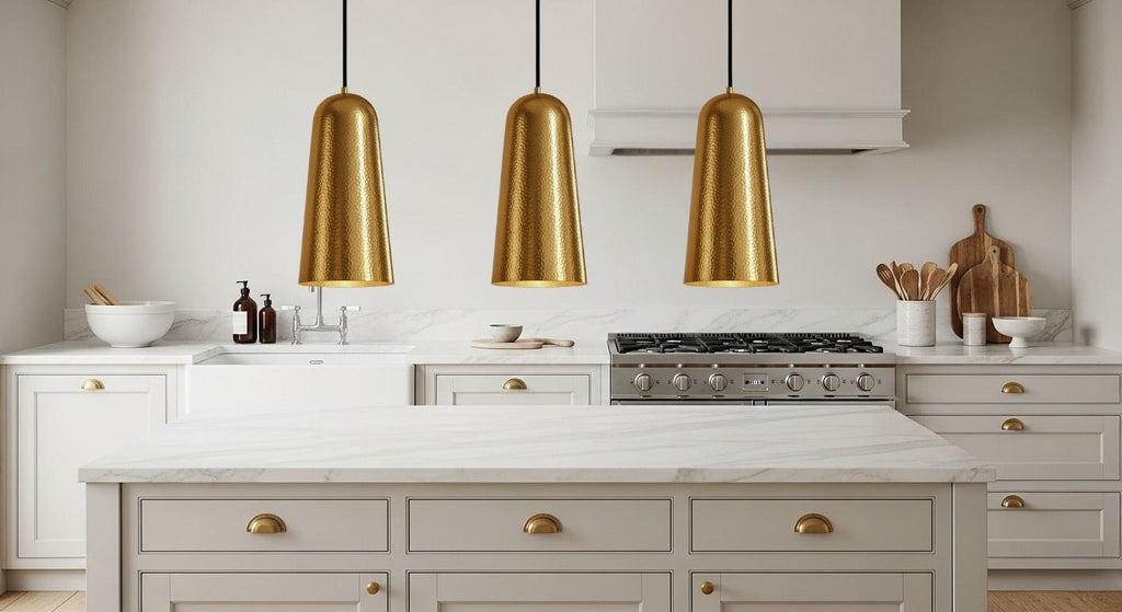 Modern Hammered Brass and Copper Pendant Lamps | Handcrafted Ceiling Lights for Living |Room Dining Area or Kitchen Decor |Rustic Farmhouse