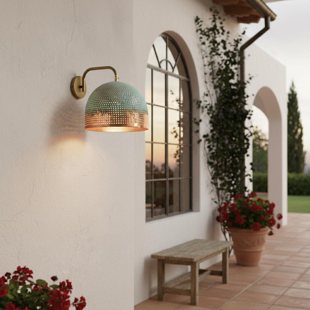 Handmade Brass and Copper Wall Lamp | Hammered Copper Wall Sconce  | Farmhouse Lighting | Oxidized Wall Copper Lights | Vintage Wall Lamp