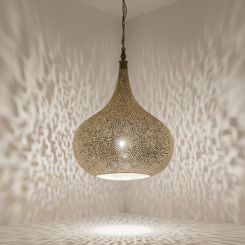 Moroccan Brass Pendant Light , Moroccan Light Fixtures , Simple Moroccan Hanging Lamp ,Moroccan handmade design , Moroccan Chandelier