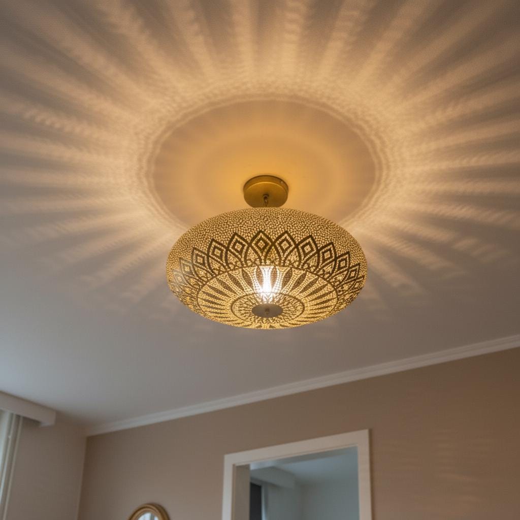 Handmade Moroccan Brass Pendant Light , Pendant Lighting , Simple Moroccan Pendant Lamp ,Handmade light fixture, Ceiling chandelier