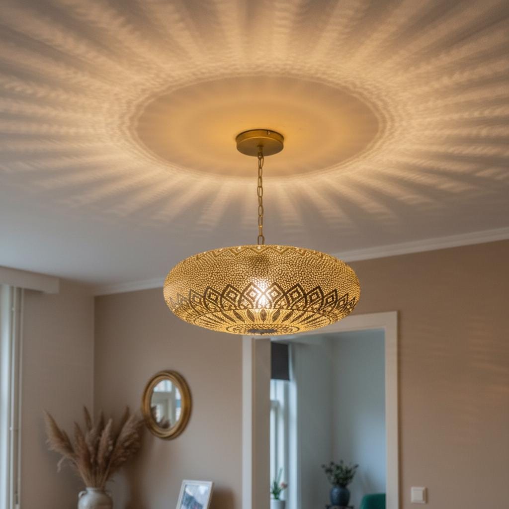Handmade Moroccan Brass Pendant Light , Pendant Lighting , Simple Moroccan Pendant Lamp ,Handmade light fixture, Ceiling chandelier