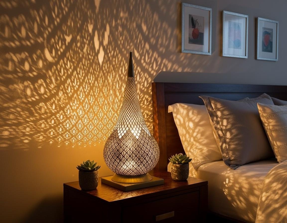 Moroccan Table Lamps  Handmade – Moroccan Brass Bedside Lamp Table – Boho Home Decor –  Moroccan night light, Handmade Gold lamp